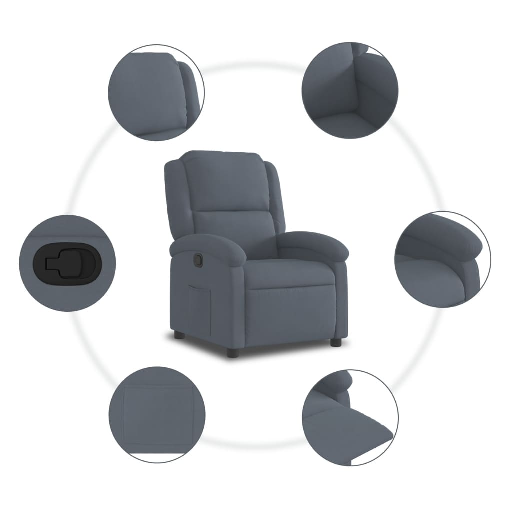 Fauteuil Verstelbaar Fluweel Donkergrijs
