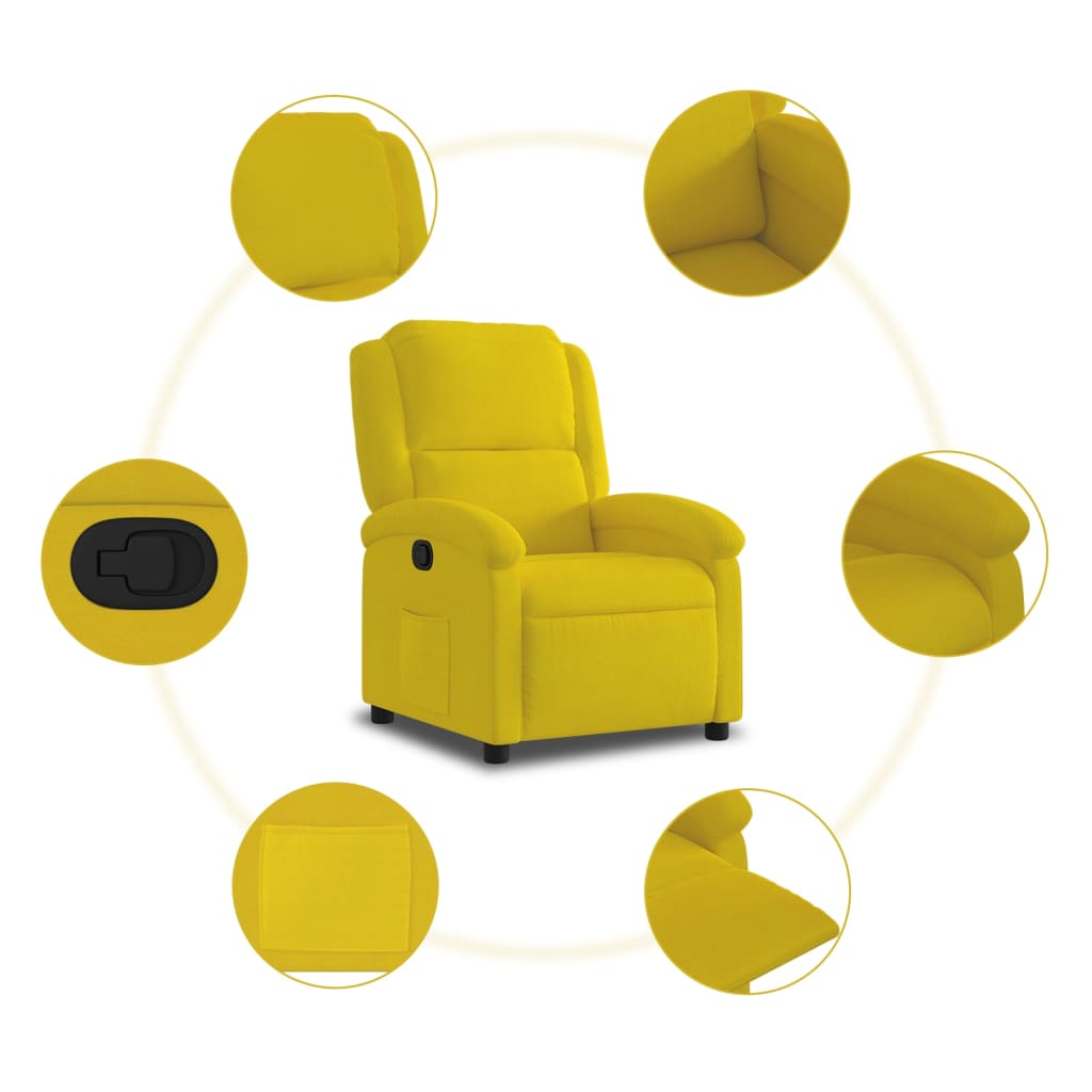 Fauteuil Verstelbaar Fluweel Geel