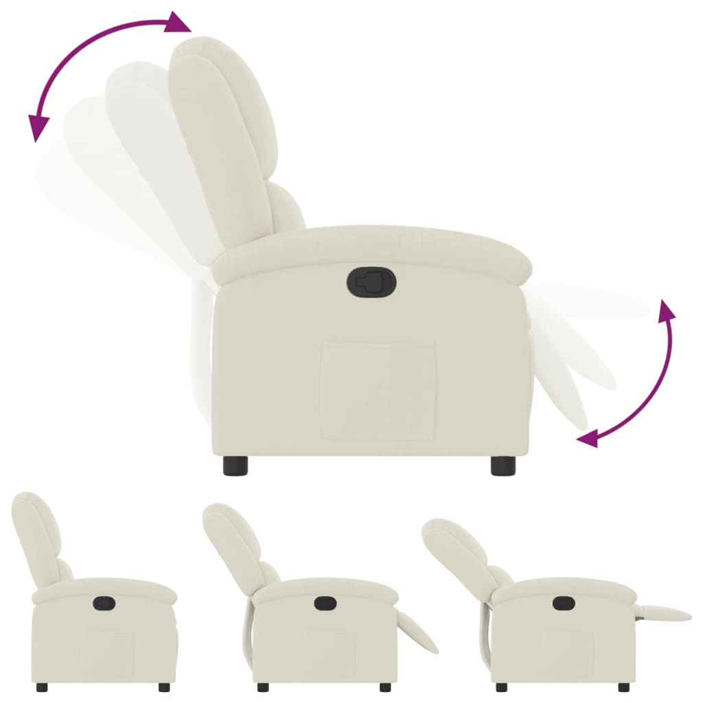 Fauteuil Verstelbaar Fluweel Kleurig Crème