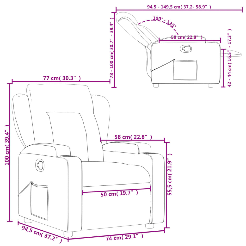 Fauteuil Verstelbaar Stof Bruin