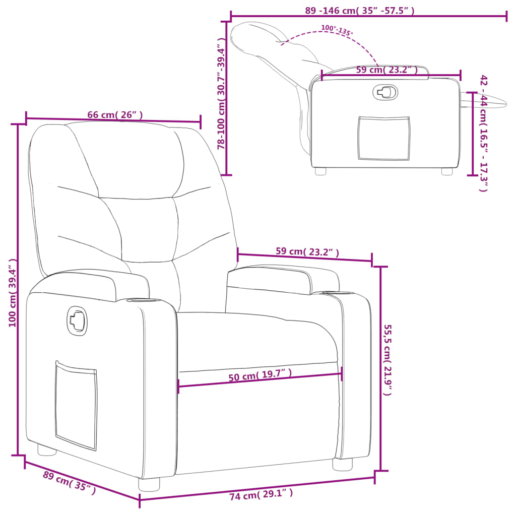 Fauteuil Verstelbaar Kunstleer Rood