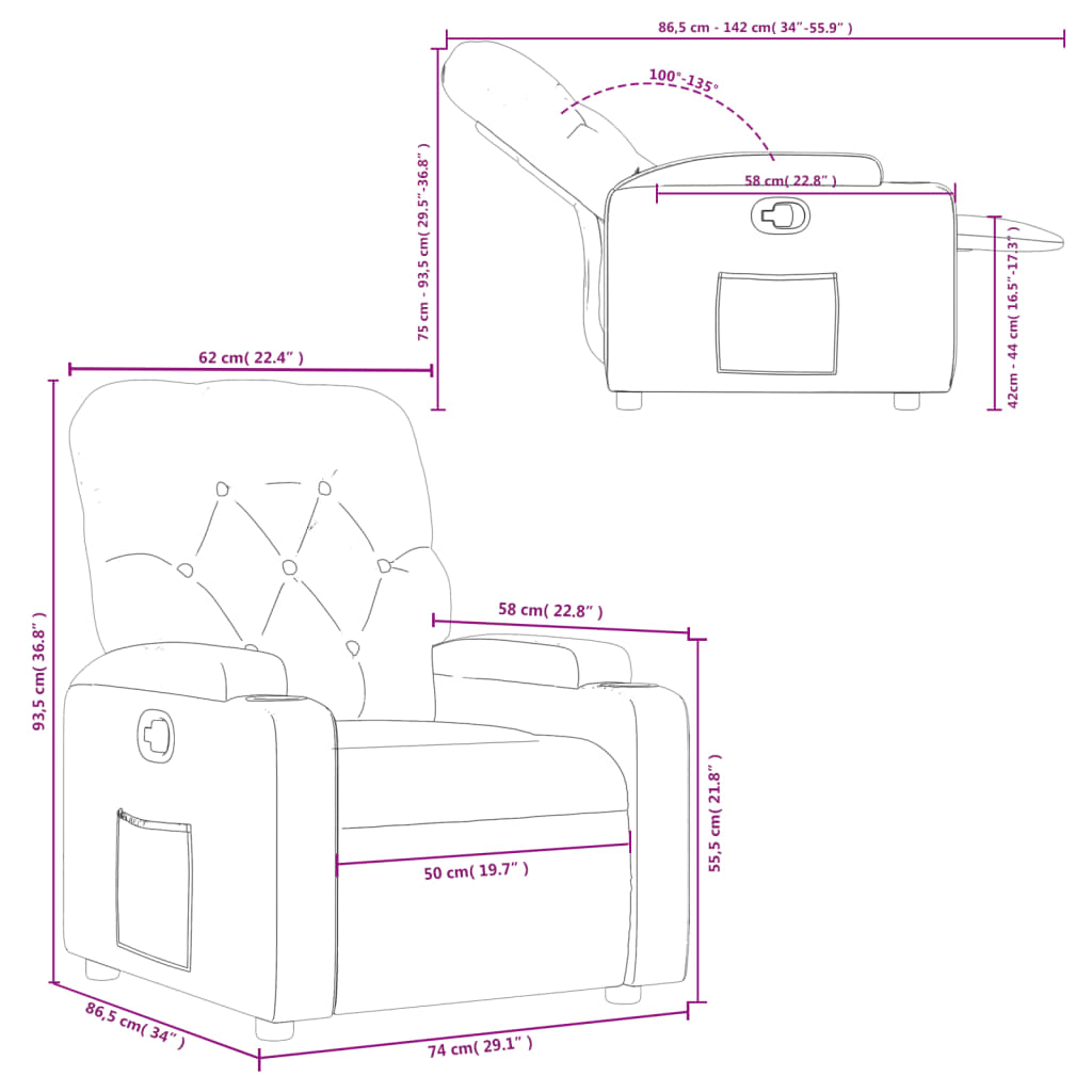 Fauteuil Verstelbaar Stof Taupe