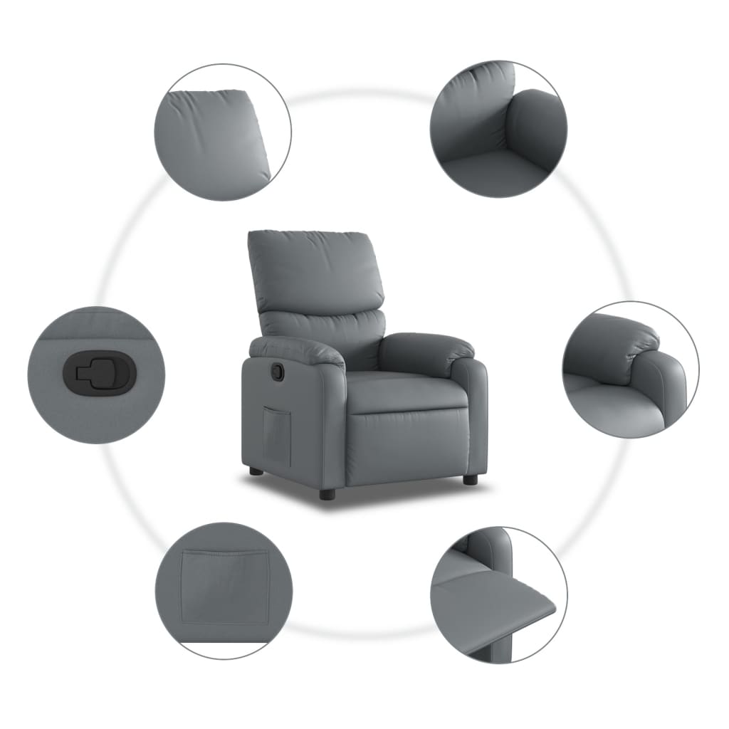 Fauteuil Verstelbaar Kunstleer Grijs