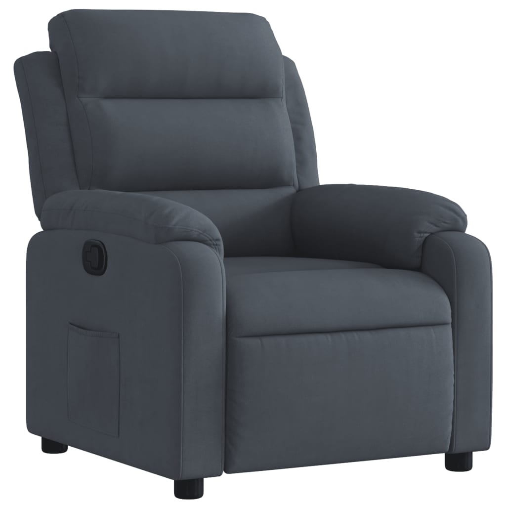 Fauteuil Verstelbaar Fluweel Donkergrijs