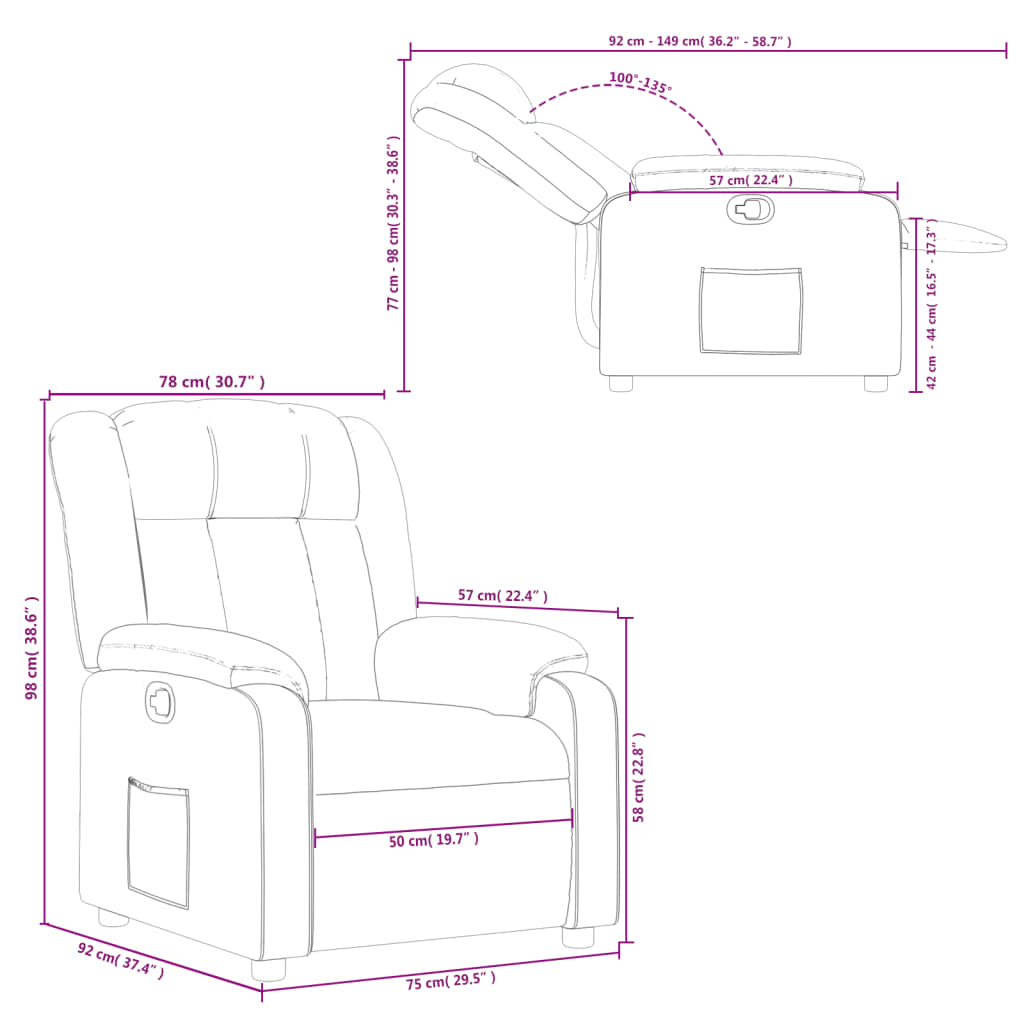 Fauteuil Verstelbaar Kunstleer Grijs