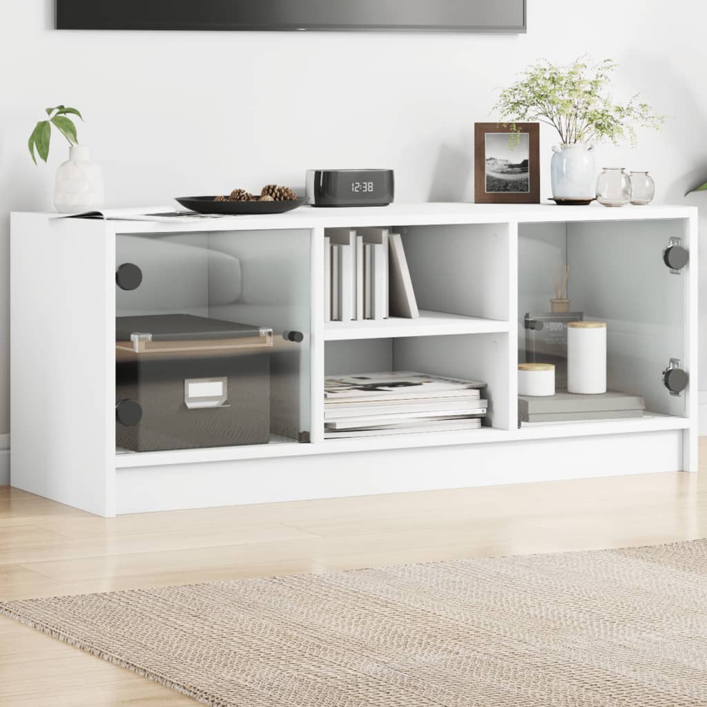 Tv-Meubel Met Glazen Deuren 02X37X42 Cm
