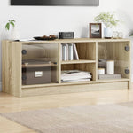 Tv-Meubel Met Glazen Deuren 02X37X42 Cm
