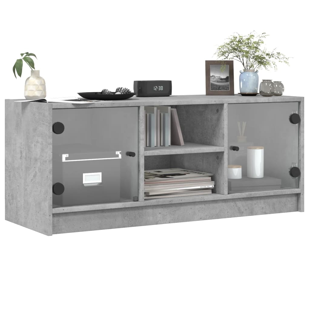 Tv-Meubel Met Glazen Deuren 02X37X42 Cm