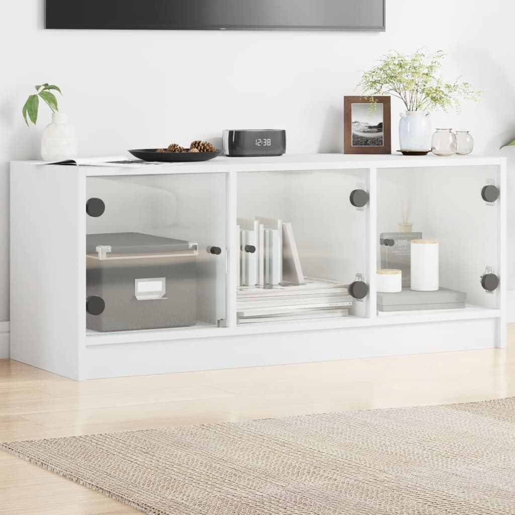 Tv-Meubel Met Glazen Deuren 02X37X42 Cm