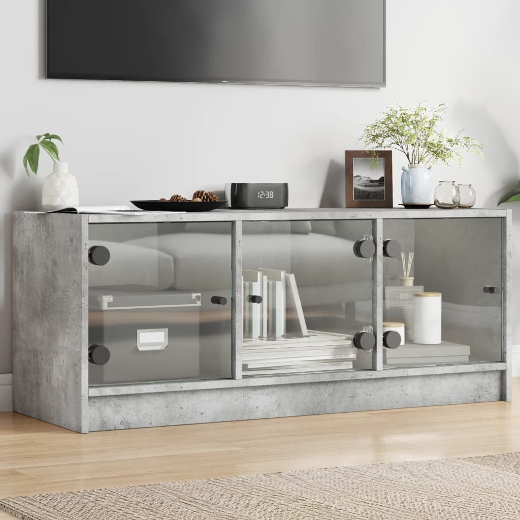 Tv-Meubel Met Glazen Deuren 02X37X42 Cm