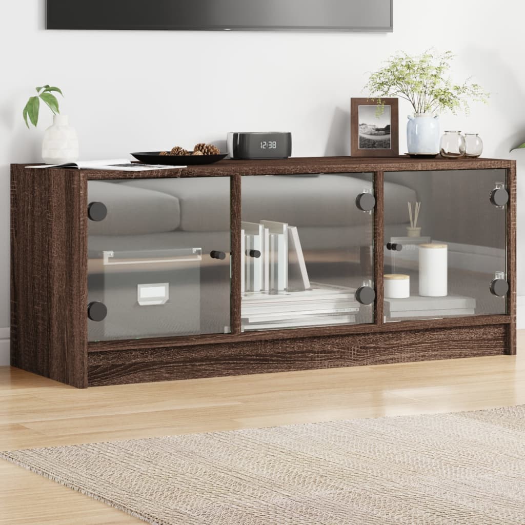 Tv-Meubel Met Glazen Deuren 02X37X42 Cm