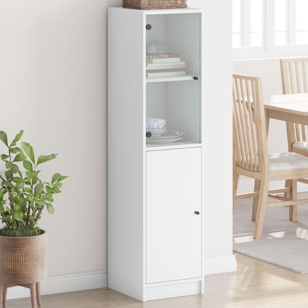 Hoge Kast Met Glazen Deur 35X37X142 Cm