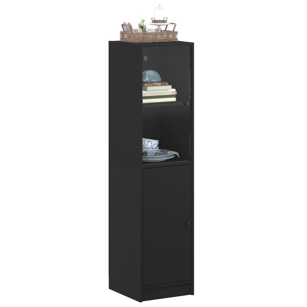 Hoge Kast Met Glazen Deur 35X37X142 Cm