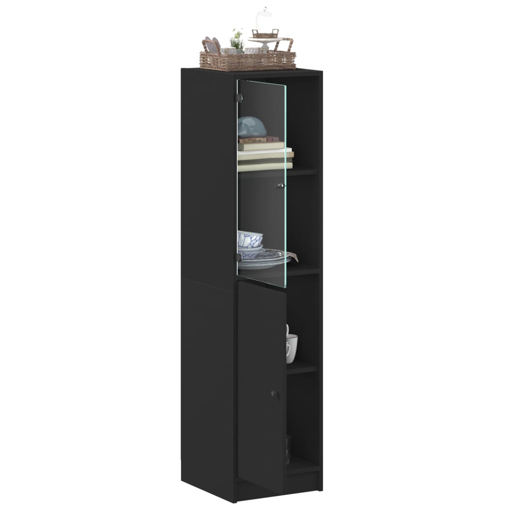Hoge Kast Met Glazen Deur 35X37X142 Cm