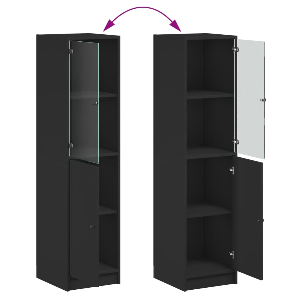 Hoge Kast Met Glazen Deur 35X37X142 Cm