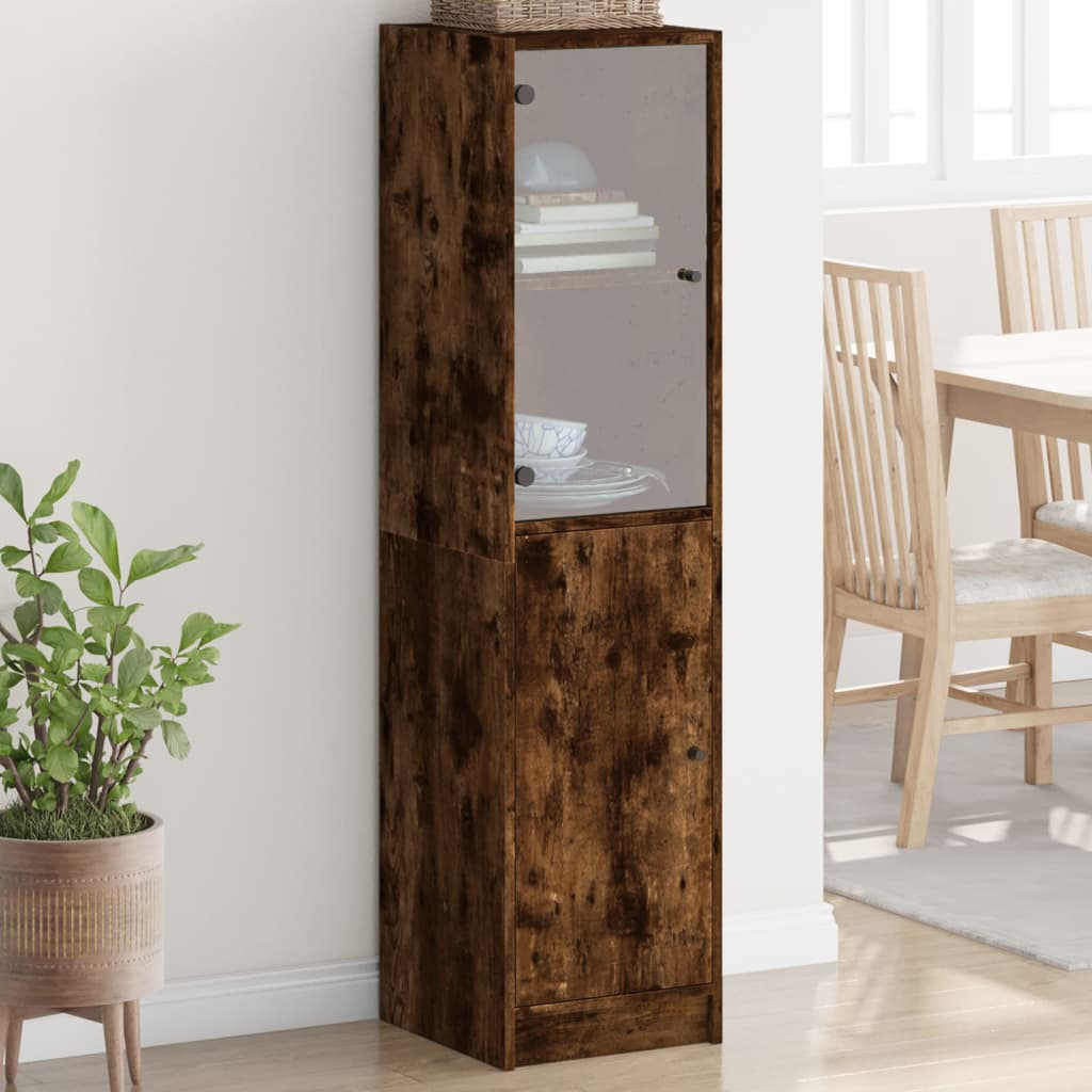 Hoge Kast Met Glazen Deur 35X37X142 Cm