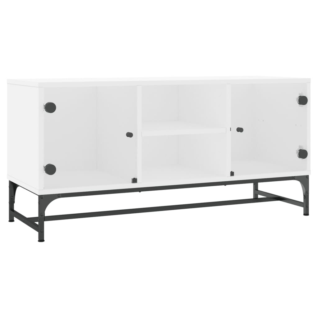 Tv-Meubel Met Glazen Deuren 02X37X50 Cm