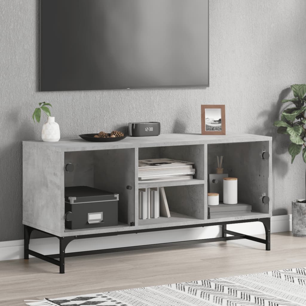 Tv-Meubel Met Glazen Deuren 02X37X50 Cm