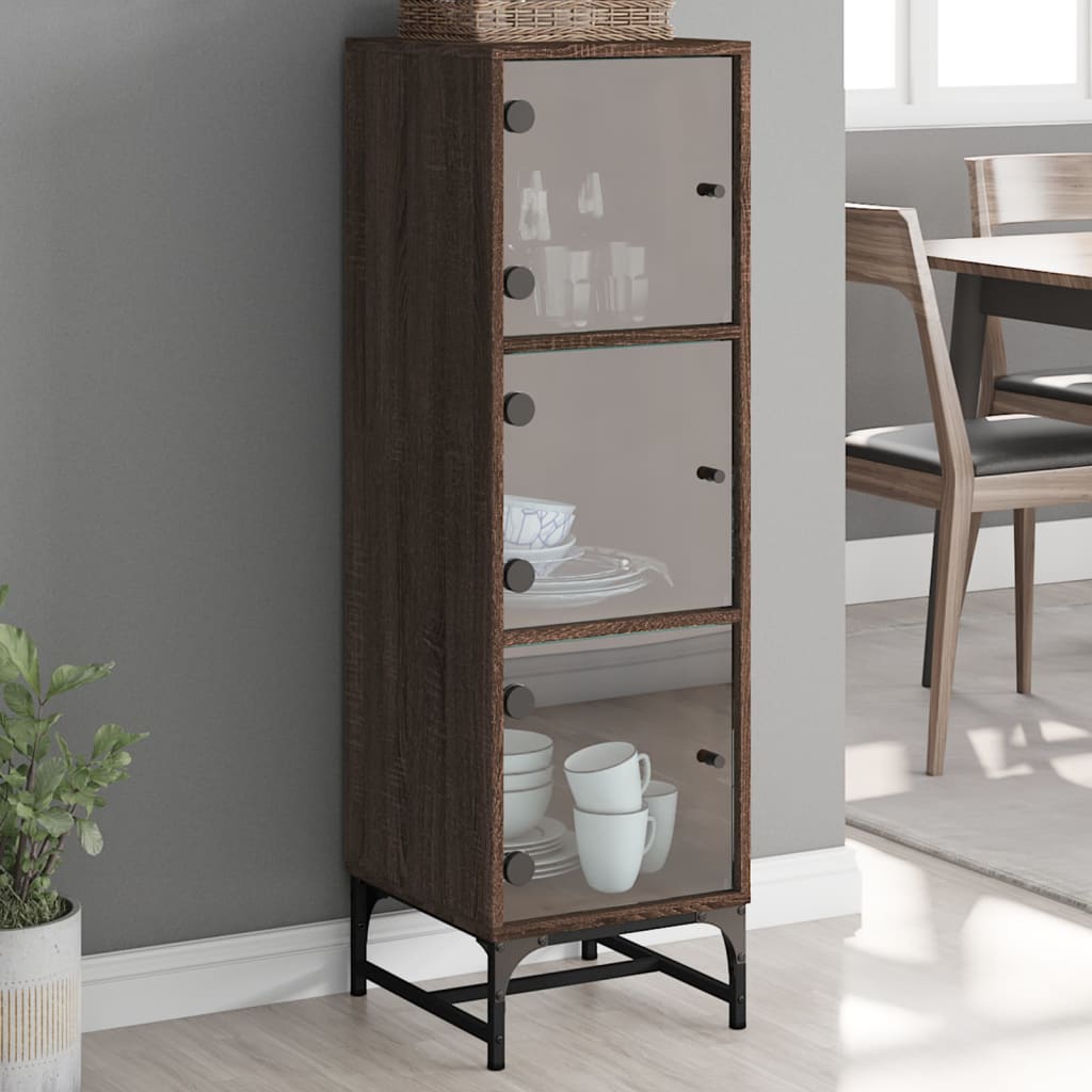 Hoge Kast Met Glazen Deuren 35X37X120 Cm