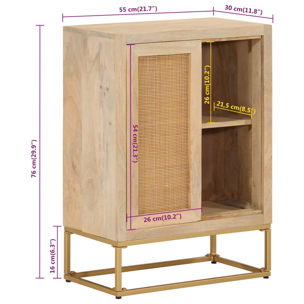 Dressoir 55X30X76 Cm Massief Mangohout En Ijzer