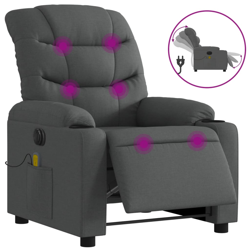 Massagestoel Stof Donkergrijs