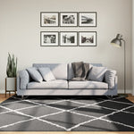Vloerkleed Shaggy Hoogpolig Modern Zwart En Crème