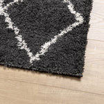 Vloerkleed Shaggy Hoogpolig Modern Zwart En Crème