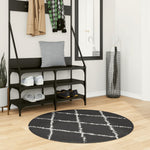 Vloerkleed Shaggy Hoogpolig Modern Zwart En Crème
