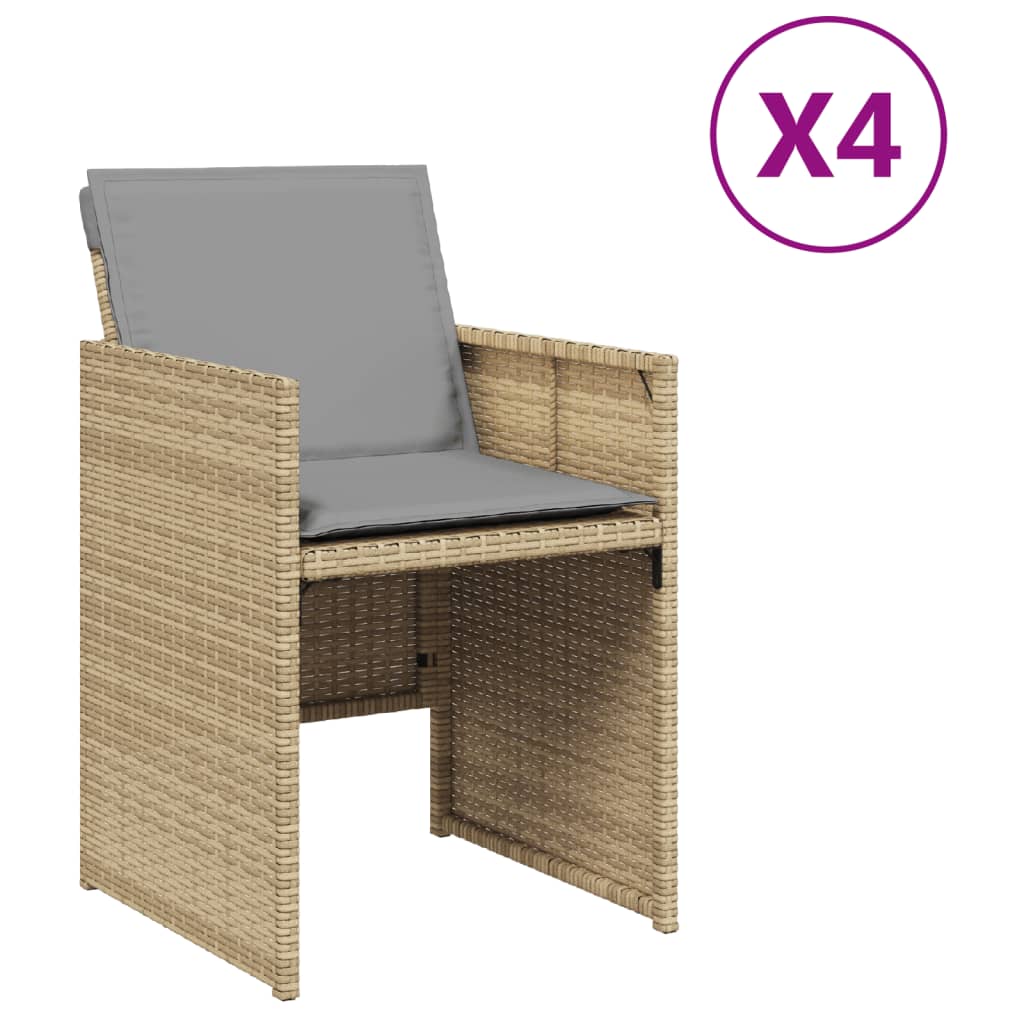 Tuinstoelen Met Kussens Poly Rattan Gemengd Beige