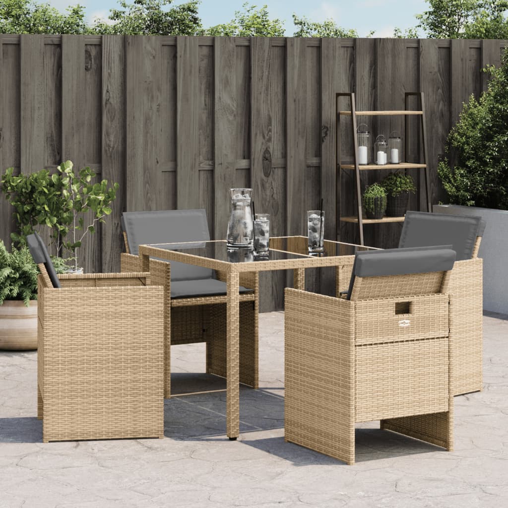 Tuinstoelen Met Kussens Poly Rattan Gemengd Beige