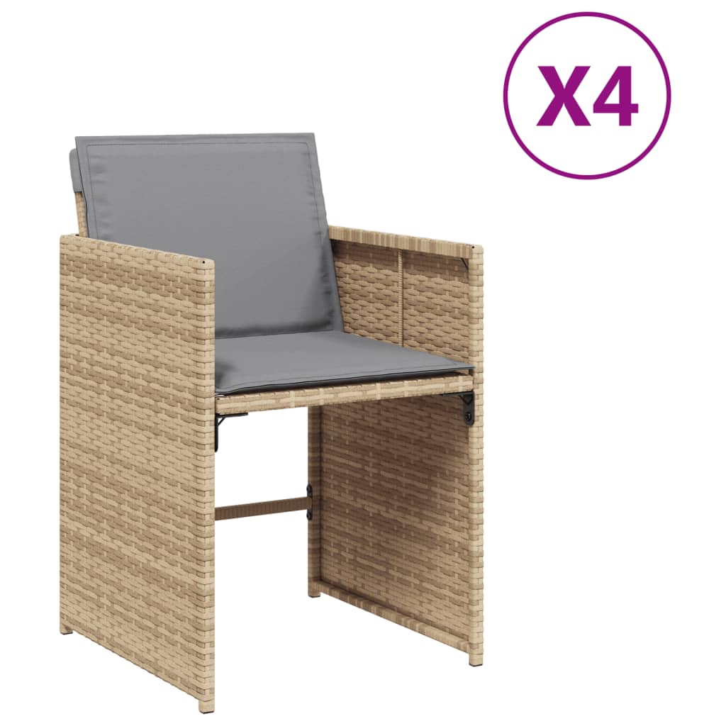 Tuinstoelen Met Kussens Poly Rattan Gemengd Beige