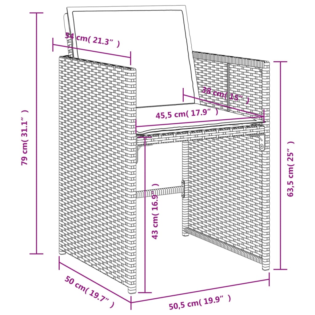 Tuinstoelen Met Kussens Poly Rattan Gemengd Beige