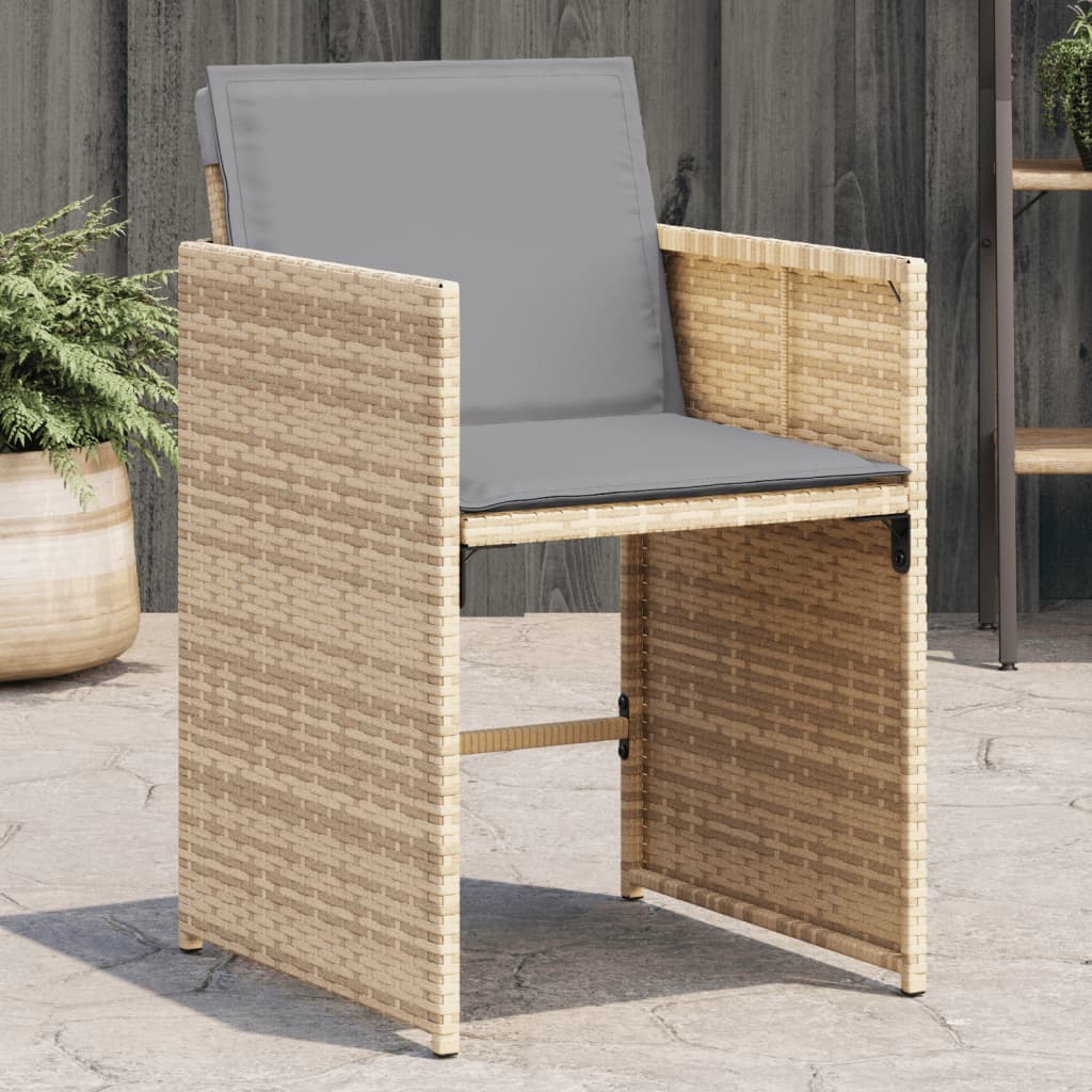 Tuinstoelen Met Kussens Poly Rattan Gemengd Beige