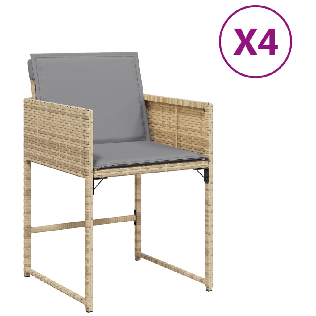 Tuinstoelen Met Kussens Poly Rattan Gemengd Beige