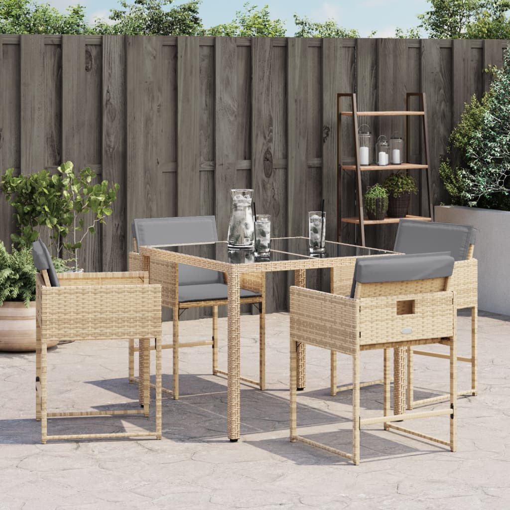 Tuinstoelen Met Kussens Poly Rattan Gemengd Beige