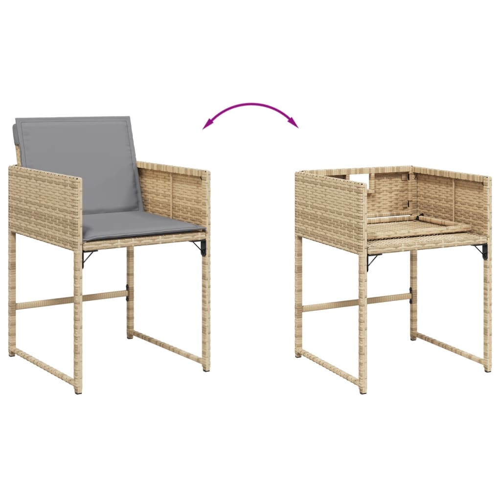 Tuinstoelen Met Kussens Poly Rattan Gemengd Beige