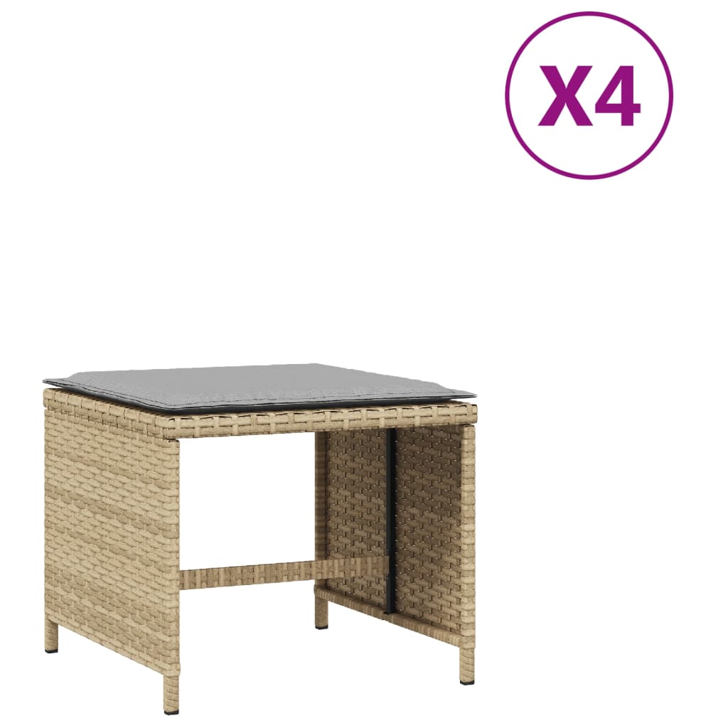 Tuinkrukken Met Kussens 1X1X36 Cm Poly Rattan Beige