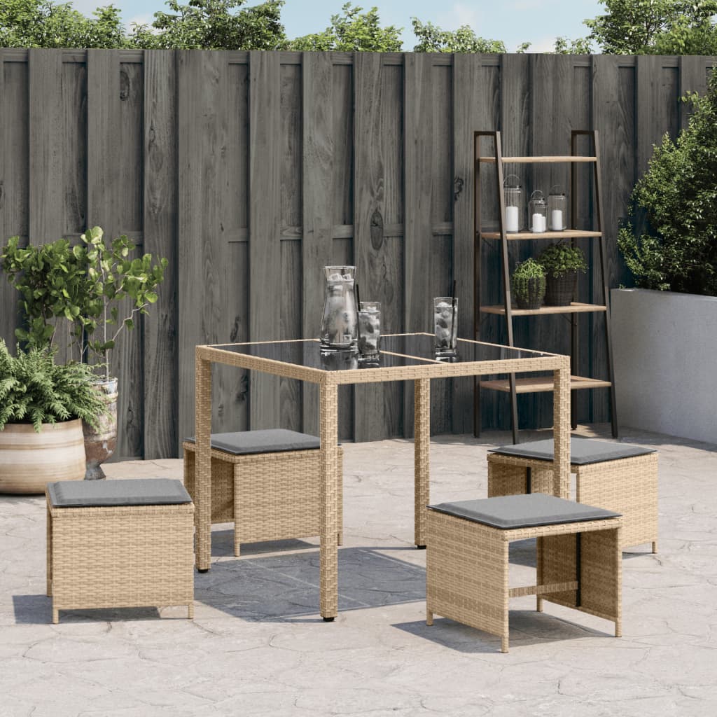 Tuinkrukken Met Kussens 1X1X36 Cm Poly Rattan Beige