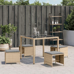 Tuinkrukken Met Kussens 1X1X36 Cm Poly Rattan Beige