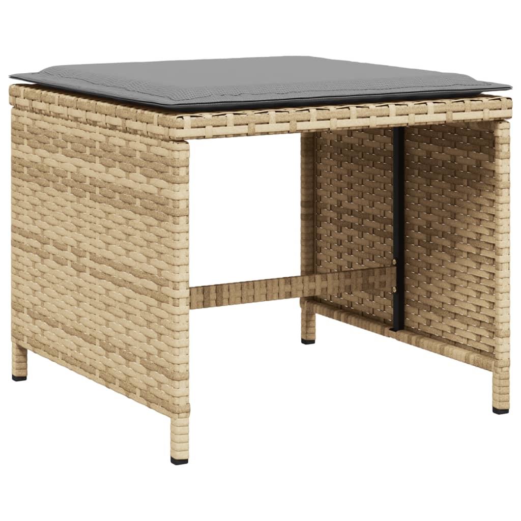 Tuinkrukken Met Kussens 1X1X36 Cm Poly Rattan Beige