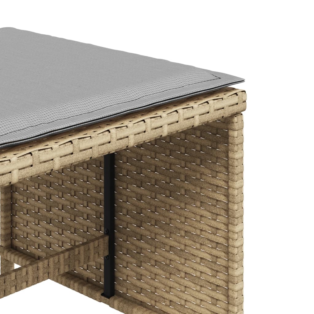 Tuinkrukken Met Kussens 1X1X36 Cm Poly Rattan Beige