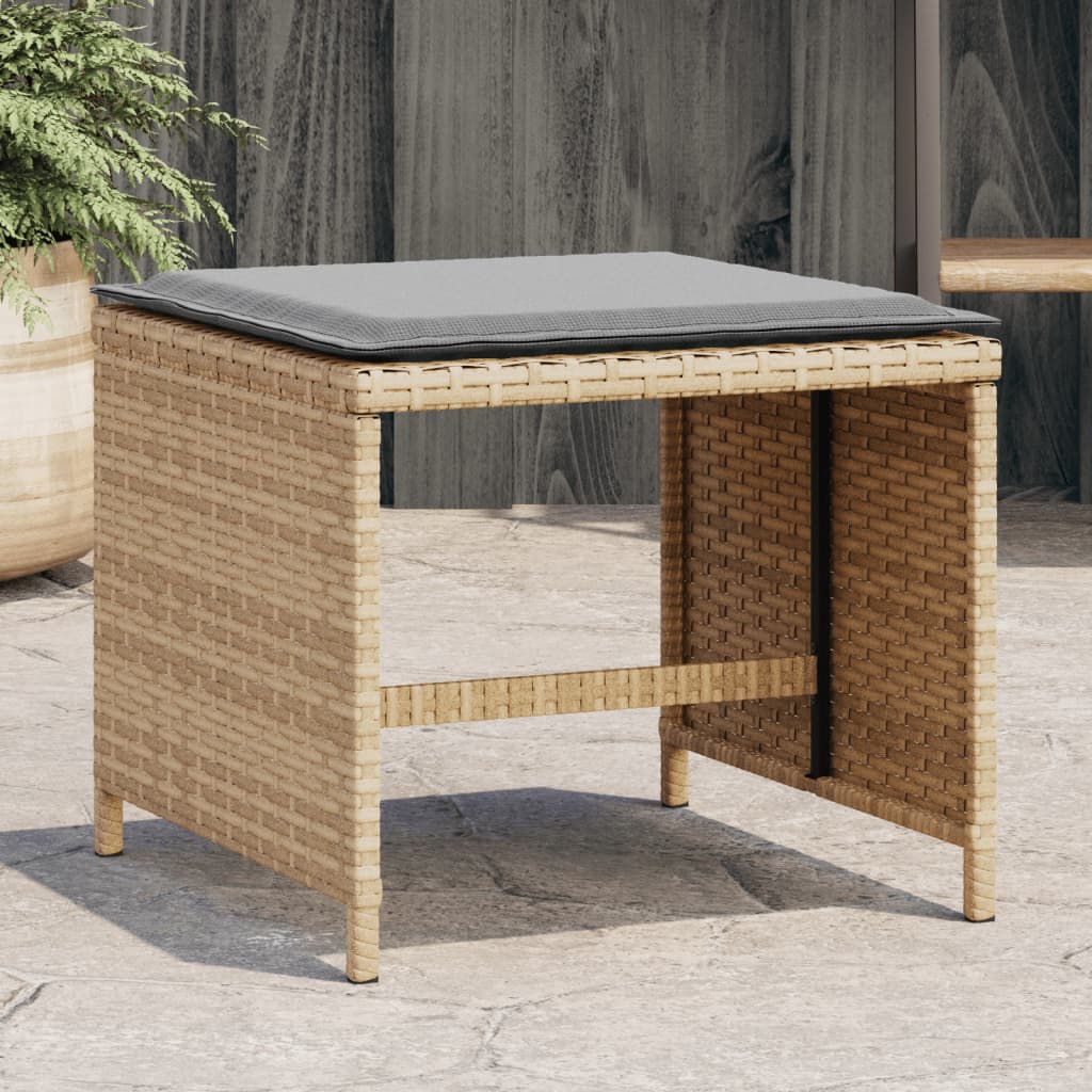 Tuinkrukken Met Kussens 1X1X36 Cm Poly Rattan Beige