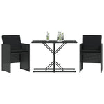 3-Delige Bistroset Met Kussens Poly Rattan Zwart