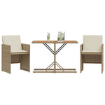 3-Delige Bistroset Met Kussens Poly Rattan Beige