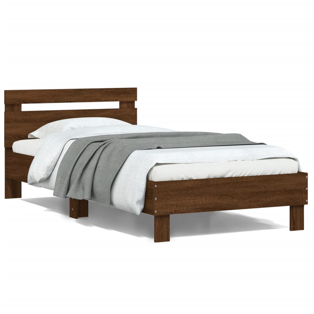 Bedframe Met Hoofdeinde Bewerkt Hout