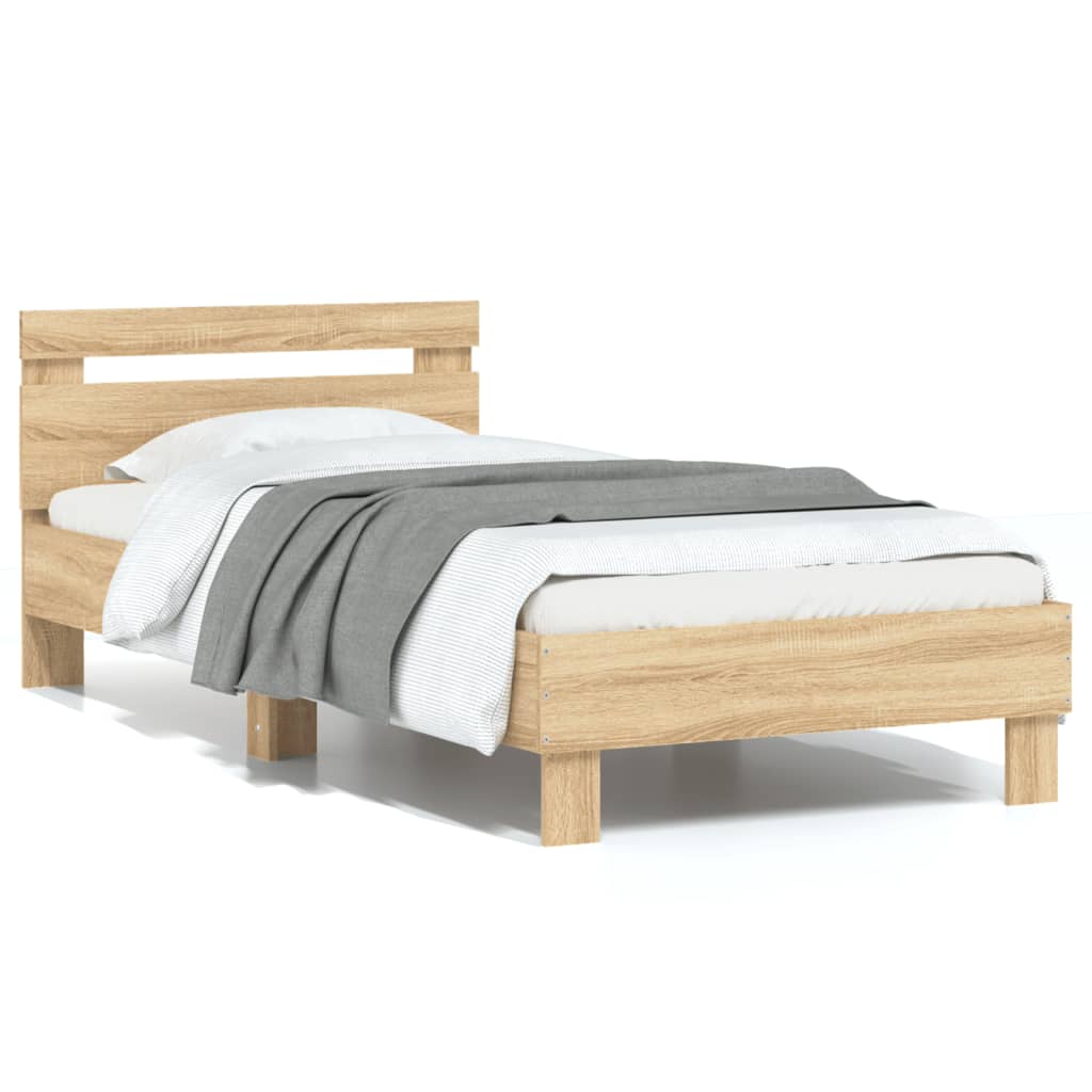 Bedframe Met Hoofdeinde Bewerkt Hout