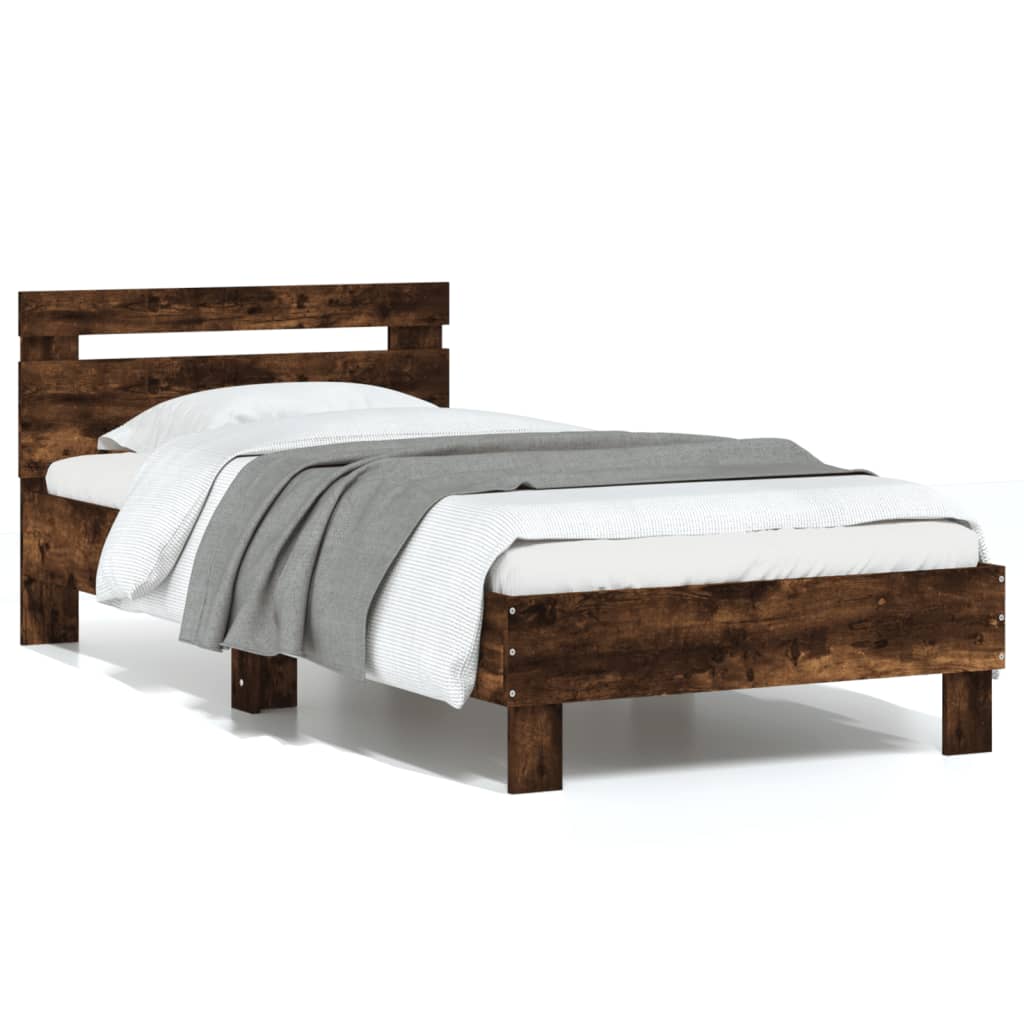 Bedframe Met Hoofdeinde Bewerkt Hout