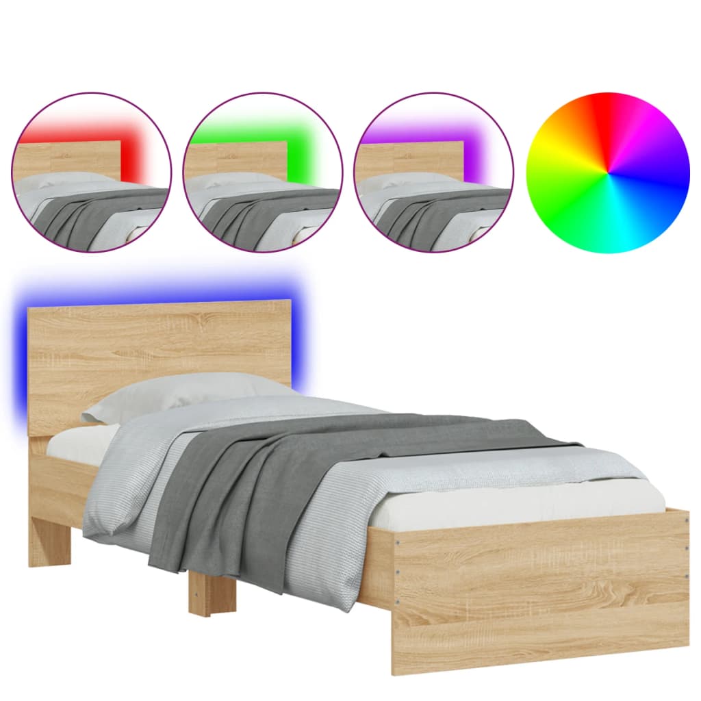 Bedframe Met Hoofdbord En Led Kleurig