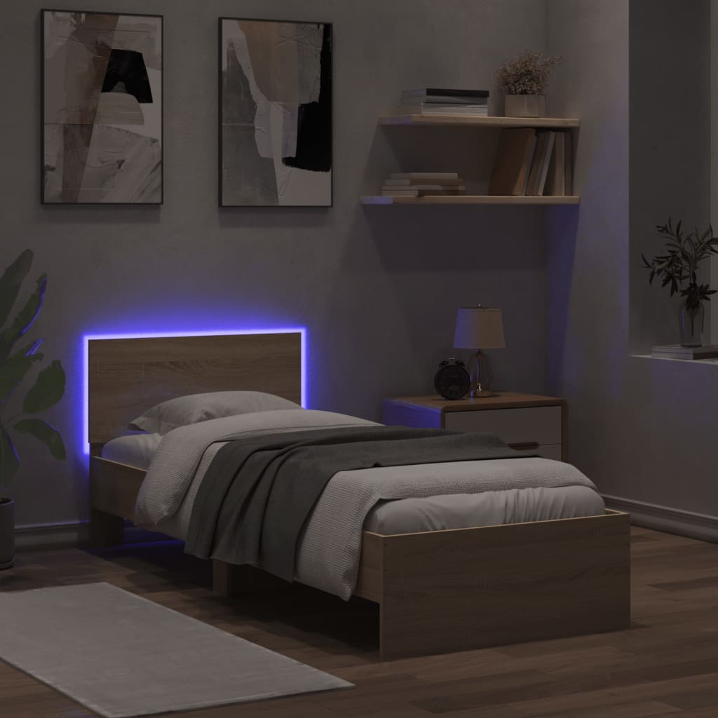 Bedframe Met Hoofdbord En Led Kleurig