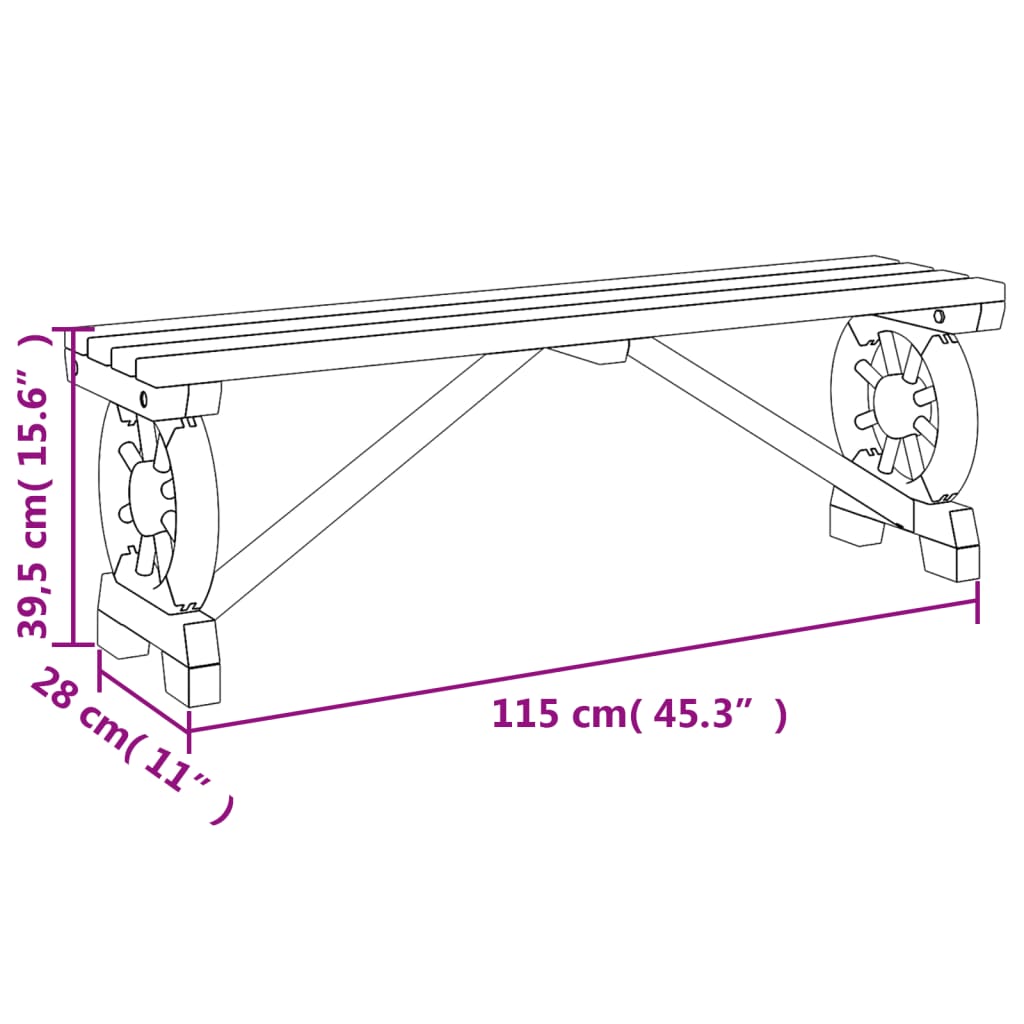 Tuinbank 115 Cm Massief Vurenhout